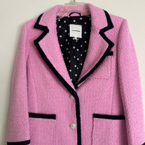 Anthropologie x Avec Les Filles Jackets & Blazers - Anthropologie Avec Les Filles Contrast Pink Tweed Jewel Lined Blazer NWT